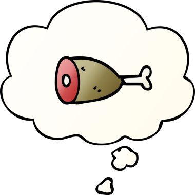 Düşünce baloncuğu olan çizgi film eti bir insan tarafından çizilmiş.