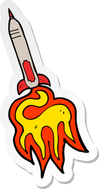 Bir insan tarafından çizilmiş karikatür füzesinin çıkartması.