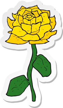Bir insan tarafından çizilmiş sarı bir gül karikatürü.
