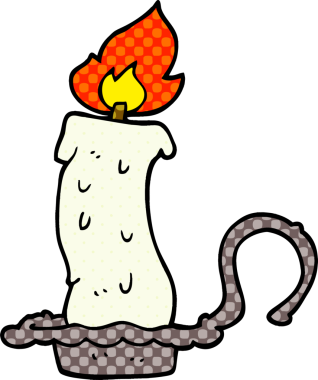 Bir insan tarafından çizilmiş karalama yanan mum.