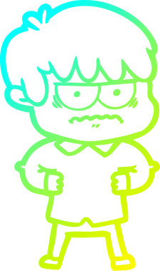 Bir insan tarafından çizilmiş soğuk gradyan çizgi film karakteri.