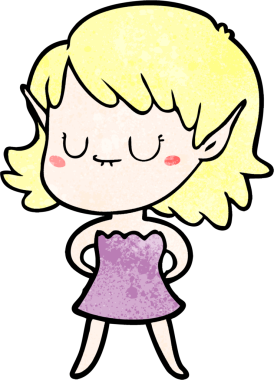 Bir insan tarafından çizilmiş mutlu elf kızı.