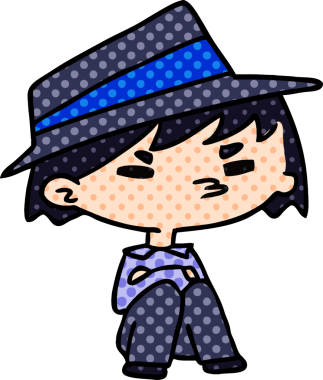 Bir kawaii 'nin insan tarafından çizilmiş şirin bir çocuk çizimi.