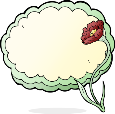 Bir insan tarafından çizilmiş karton çiçek ve bulut çerçevesi.