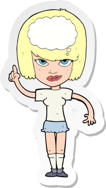 Bir insan tarafından çizilmiş fikri olan bir karikatür kadının çıkartması.