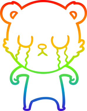 Bir insan tarafından çizilmiş ağlayan çizgi film ayısının çizimi.