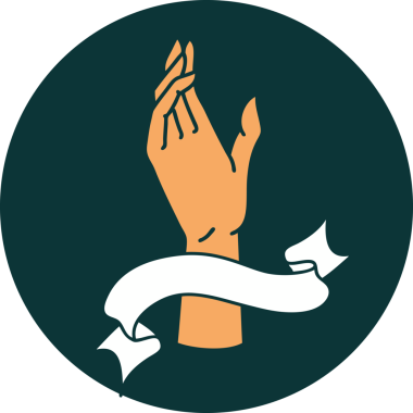 bir insan tarafından çizilmiş bir el pankartıyla dövme biçimi simgesi