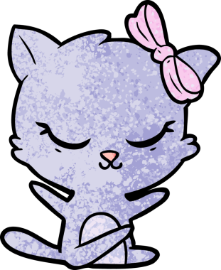 Bir insan tarafından çizilmiş sevimli çizgi film kedisi.