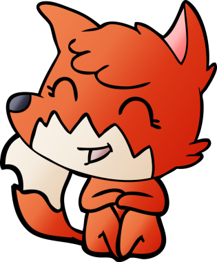 Bir insan tarafından çizilmiş mutlu çizgi film tilkisi.