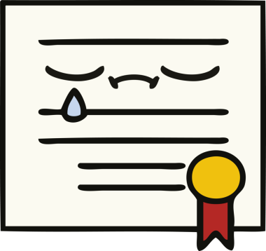 Mezuniyet diplomasının bir insan tarafından çizilmiş şirin bir karikatürü.