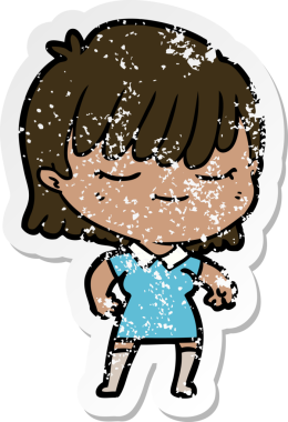 Bir insan tarafından çizilmiş karikatür bir kadının sıkıntılı çıkartması.