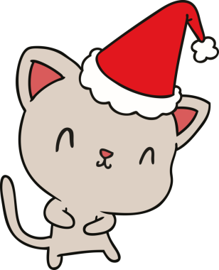 Bir insan tarafından çizilmiş kawaii kedisinin el çizimi karikatürü.