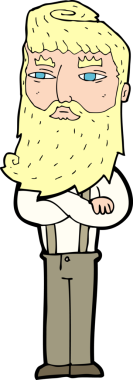 Bir insan tarafından çizilmiş sakallı ciddi bir adam çizgi filmi.