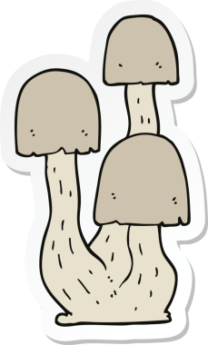 Bir insan tarafından çizilmiş karikatür mantarı çıkartması.