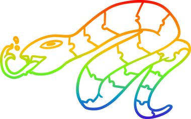 Bir insan tarafından çizilmiş tıslayan bir yılanın çizimi.