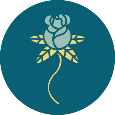 Bir insan tarafından çizilmiş gülün ikonik dövme şekli