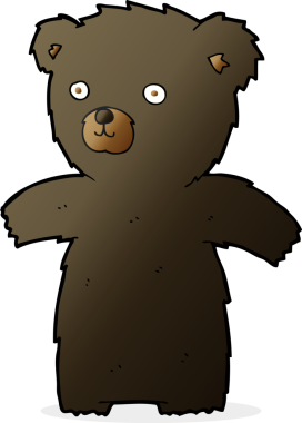 Bir insan tarafından çizilmiş sevimli çizgi film kara ayısı.