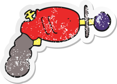 Bir insan tarafından çizilmiş bir ışın tabancasının sıkıntılı çıkartması.