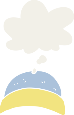 Düşünce baloncuklu çizgi film şapkası bir insan tarafından çizilmiş.