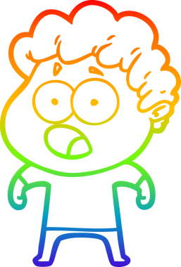 Gökkuşağı gradyan çizgi çizimi Bir insan tarafından çizilmiş şaşırarak nefes nefese bir çizgi film adamı