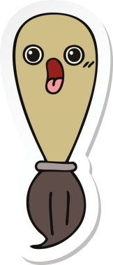 Bir insan tarafından çizilmiş şirin bir karikatür fırçasının çıkartması.