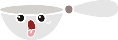 Bir insan tarafından çizilmiş bir kaşığın düz renkli retro karikatürü