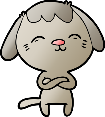 Bir insan tarafından çizilmiş mutlu çizgi film köpeği.