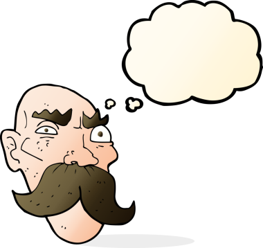 Bir insan tarafından çizilmiş düşünce baloncuğu olan kızgın yaşlı bir adam.