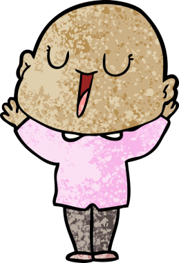 Bir insan tarafından çizilmiş mutlu, kel adam.