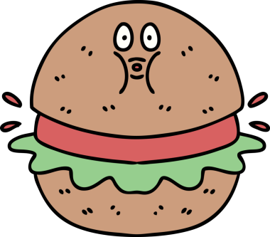 Bu bir insan tarafından çizilmiş gerçek yağlı bir hamburger.