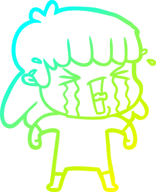 Bir insan tarafından çizilmiş göz yaşları içinde bir çizgi film kadını çizimi.