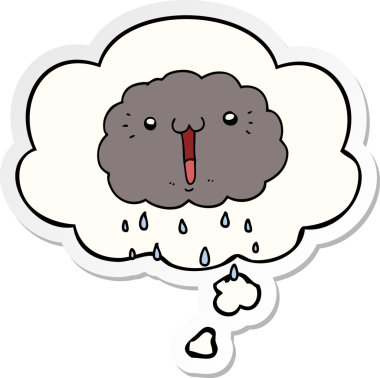 Düşünce baloncuklu karikatür bulutu insan tarafından çizilmiş bir çıkartma.