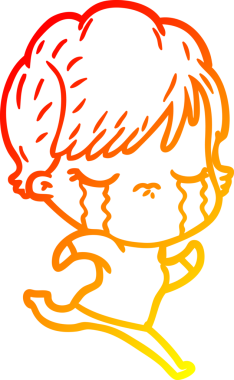 Bir insan tarafından çizilmiş, ağlayan bir çizgi kadın çizimi.