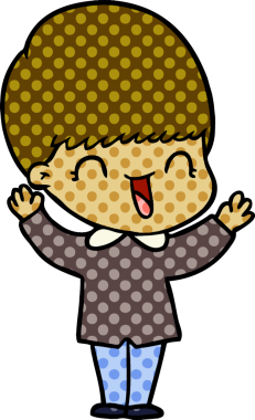 Bir insan tarafından çizilmiş mutlu çizgi film çocuğu.