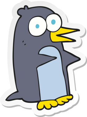 Bir insan tarafından çizilmiş karikatür pengueni çıkartması.