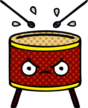 bir insan tarafından çizilmiş bir davul karikatürü.