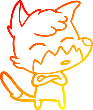 Bir insan tarafından çizilmiş bir tilkinin sıcak çizgi çizimi