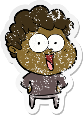 Bir insan tarafından çizilmiş mutlu bir adamın sıkıntılı çıkartması.