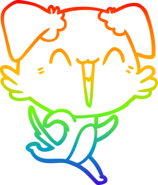 gökkuşağı gradyan çizimi bir insan tarafından çizilmiş mutlu küçük bir köpek çizgi filmi