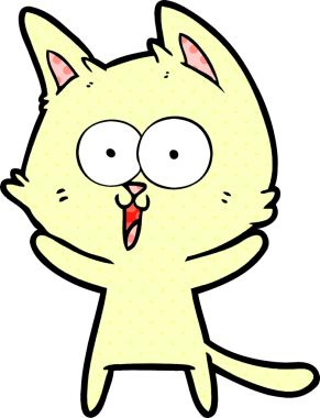 Bir insan tarafından çizilmiş komik çizgi film kedisi.