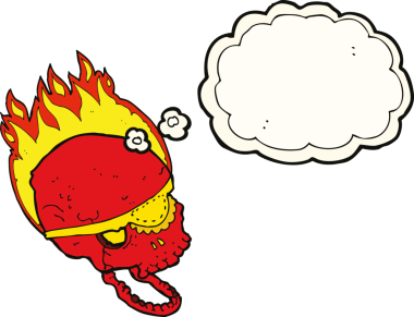 Bir insan tarafından çizilmiş düşünce baloncuklu göz bandıyla çizilmiş tuhaf bir kafatası.