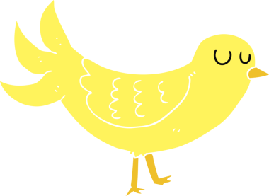 Bir insan tarafından çizilen kuşun düz renk çizimi