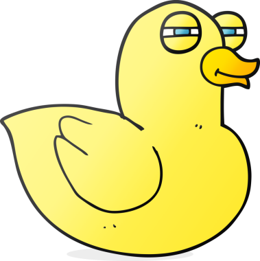 Bir insan tarafından çizilmiş çizilmiş komik plastik ördek.