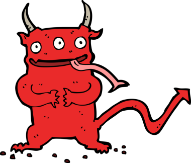 Bir insan tarafından çizilmiş küçük bir şeytan.