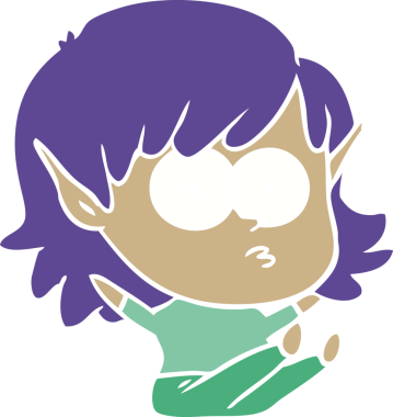 Bir insan tarafından çizilmiş düz renkli çizgi film elf kızı.