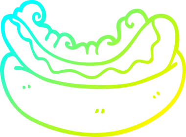 Bir insan tarafından çizilmiş sosisli sandviçin soğuk gradyan çizimi.
