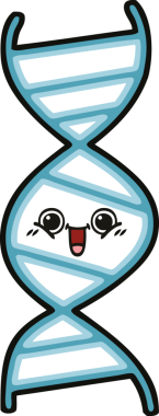 Bir insan tarafından çizilmiş DNA iplikçikli şirin bir çizgi film.