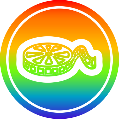 bir insan tarafından çizilmiş gökkuşağı gradyan ikonlu film makarası.