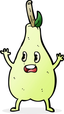 Bir insan tarafından çizilmiş korkmuş armut.