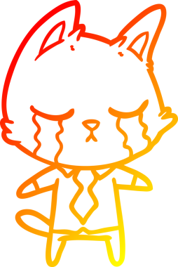 Bir insan tarafından çizilmiş, ağlayan çizgi film işçisi bir kedinin sıcak çizgi çizimi.